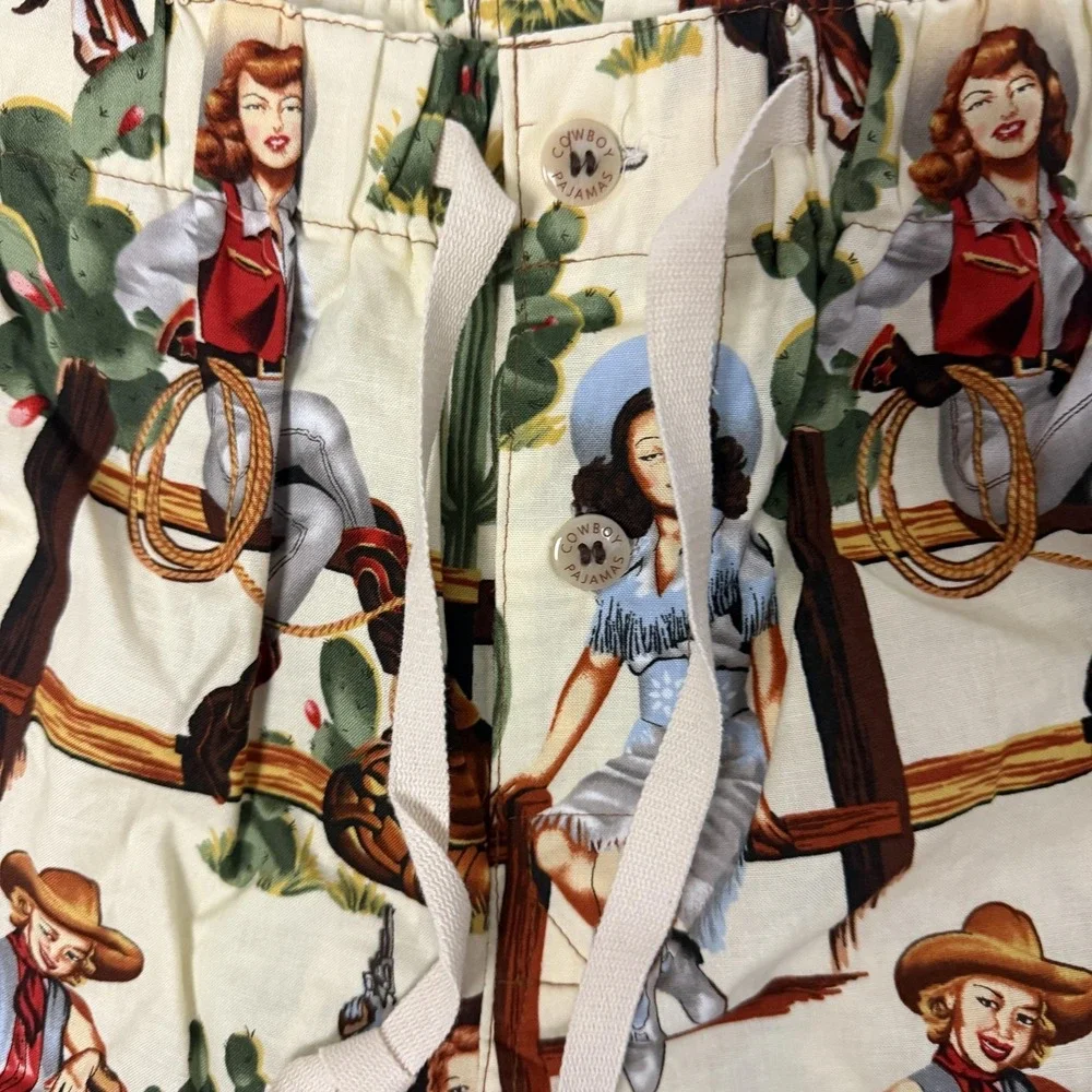 Original Cowboy Pajamas Pants Cream Western Cowgirl‎ Made in Texas